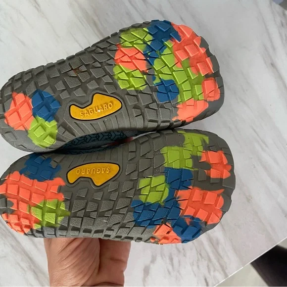 Toddler wide toe barefoot shoe blue and yellow - Picture 3 of 10